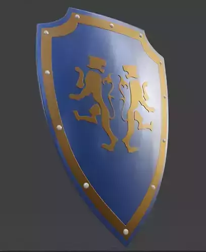 Medieval Two Tiger Emblem Shield 3D printable 3MF OBJ Free 3D print model