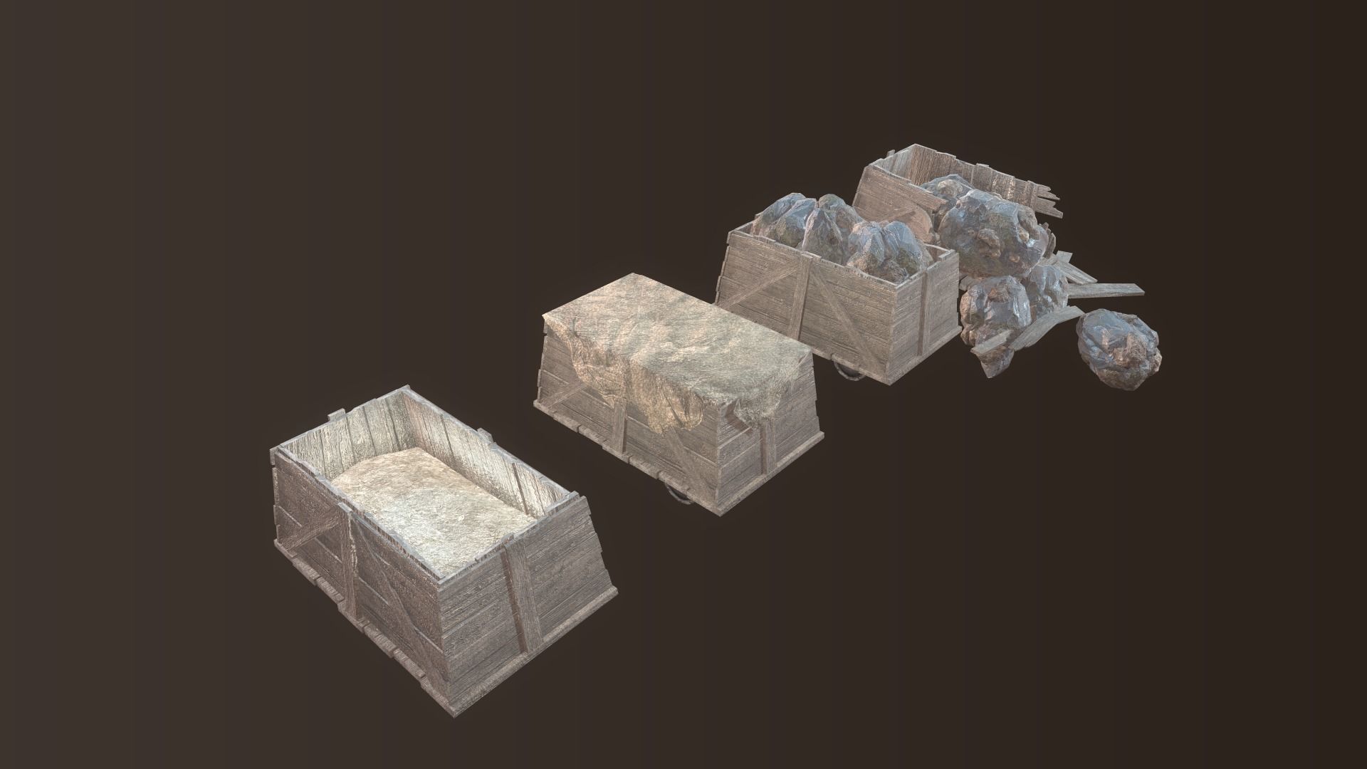 Barrel and Box Low-poly 3D model_14