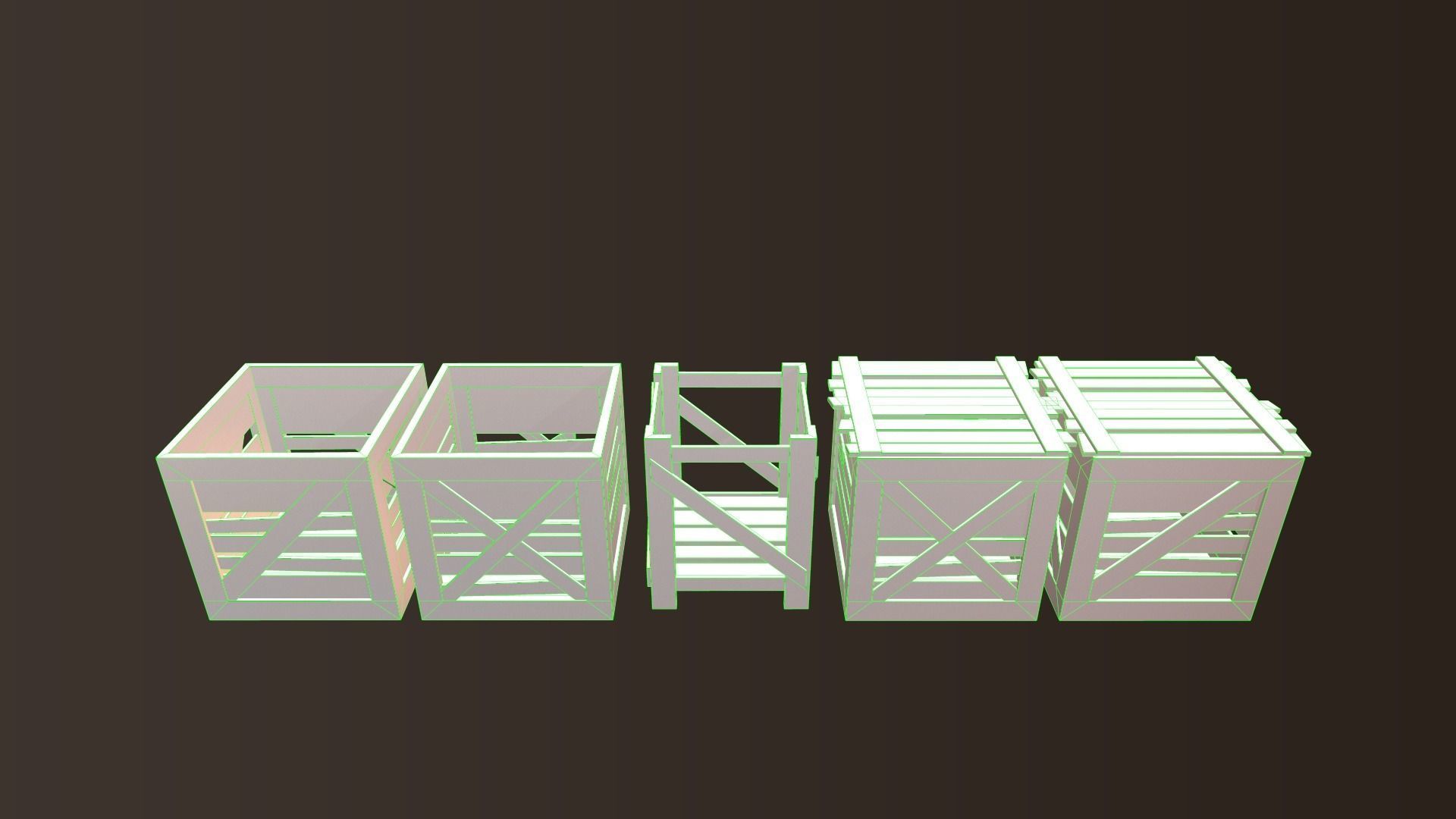 Barrel and Box Low-poly 3D model_10