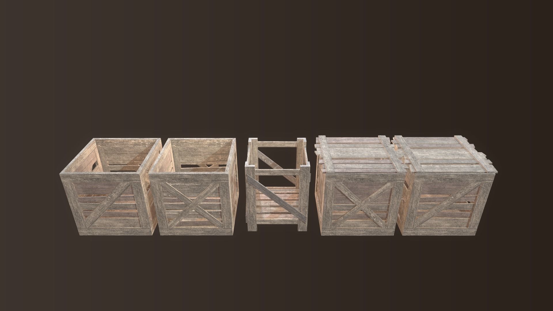 Barrel and Box Low-poly 3D model_8