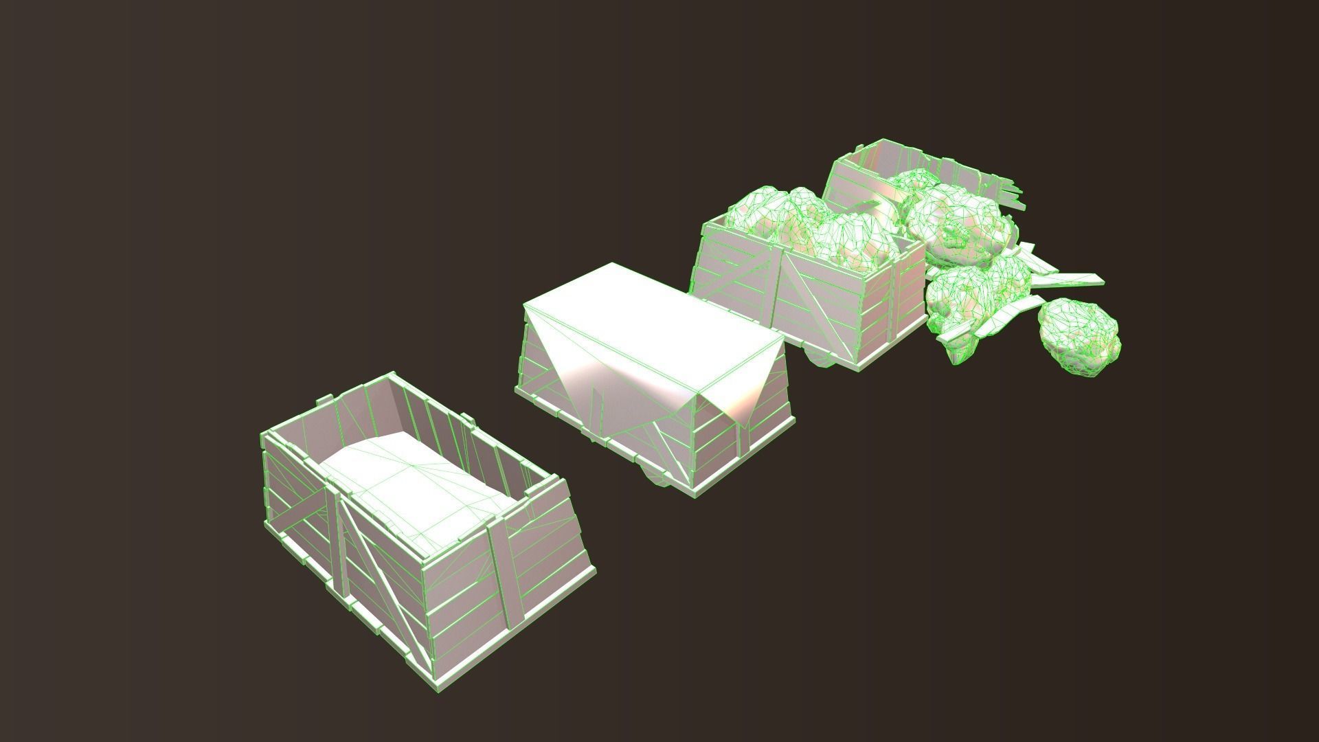 Barrel and Box Low-poly 3D model_16