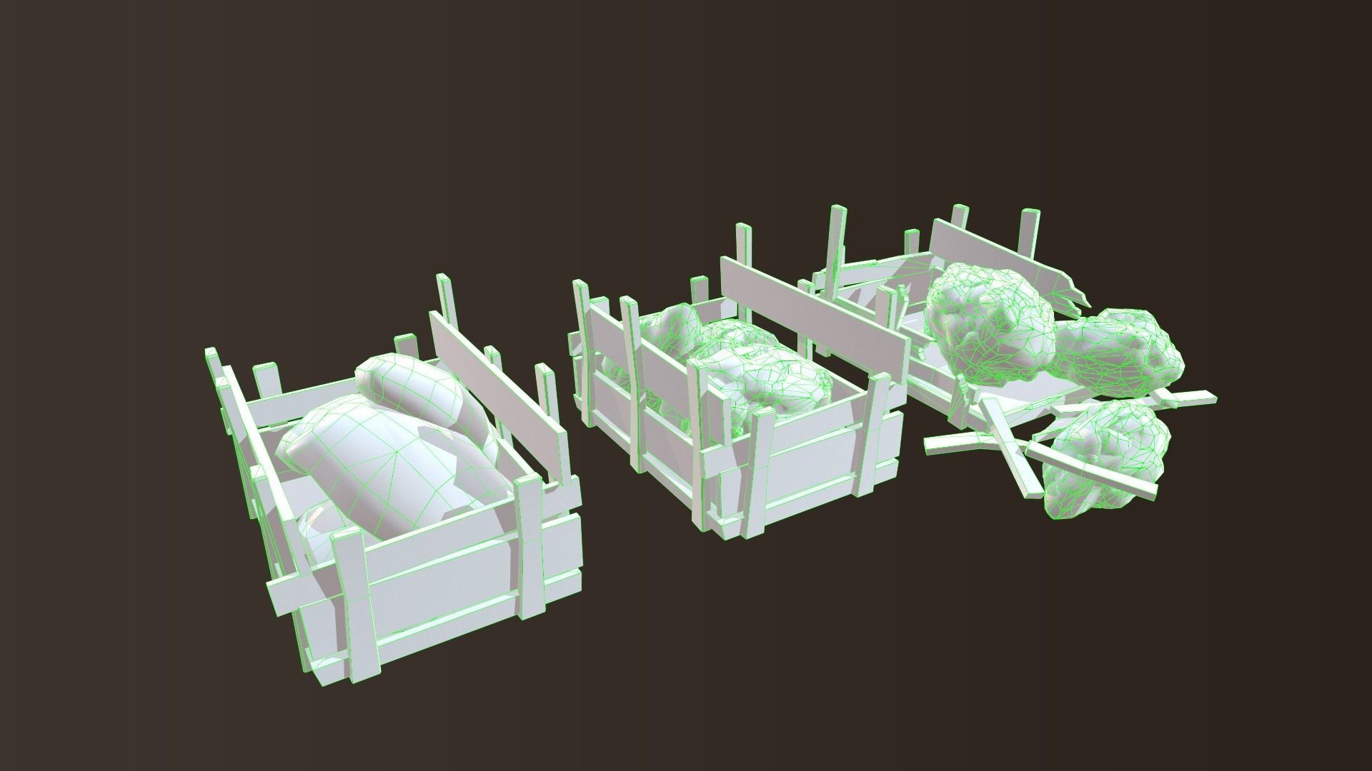 Barrel and Box Low-poly 3D model_22