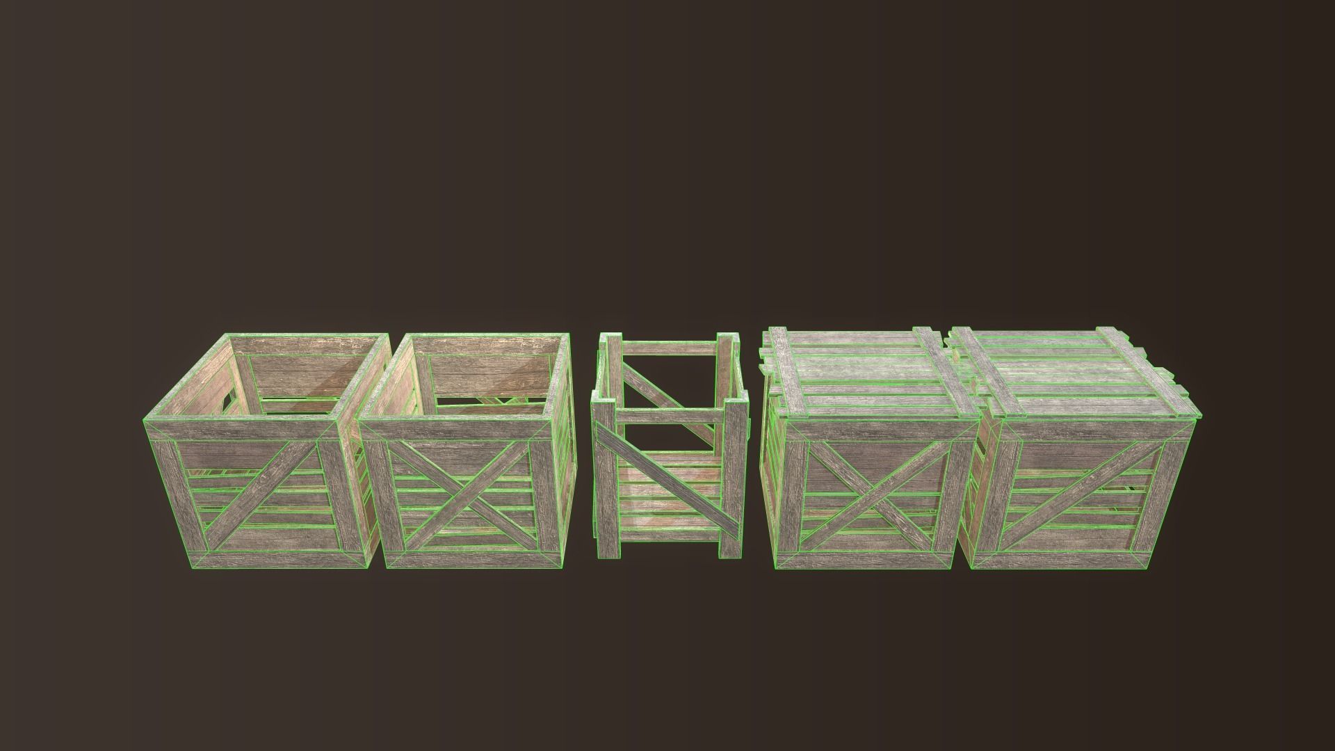 Barrel and Box Low-poly 3D model_9