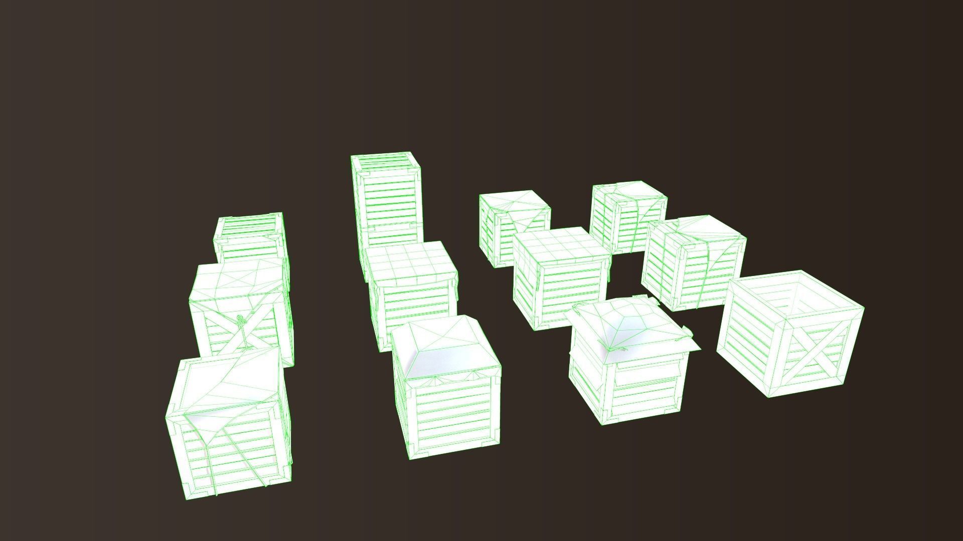 Barrel and Box Low-poly 3D model_7