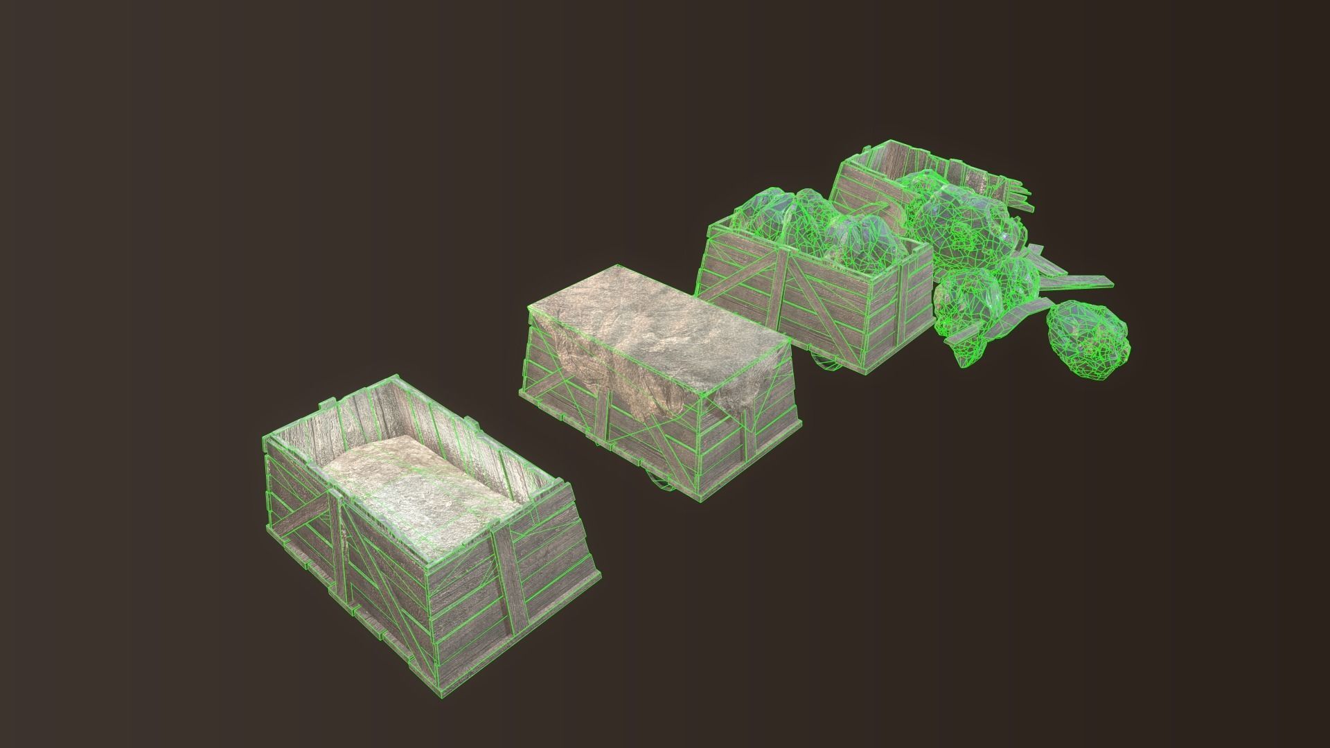 Barrel and Box Low-poly 3D model_15