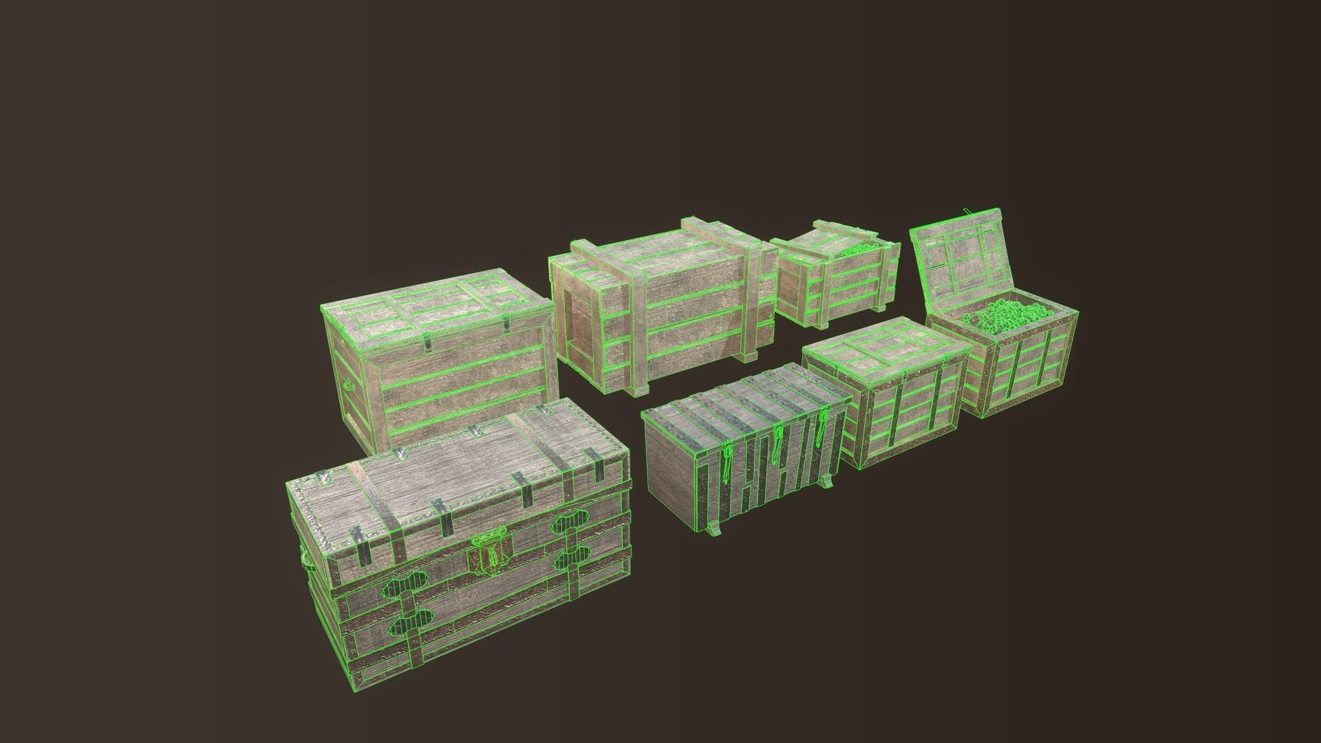 Barrel and Box Low-poly 3D model_18