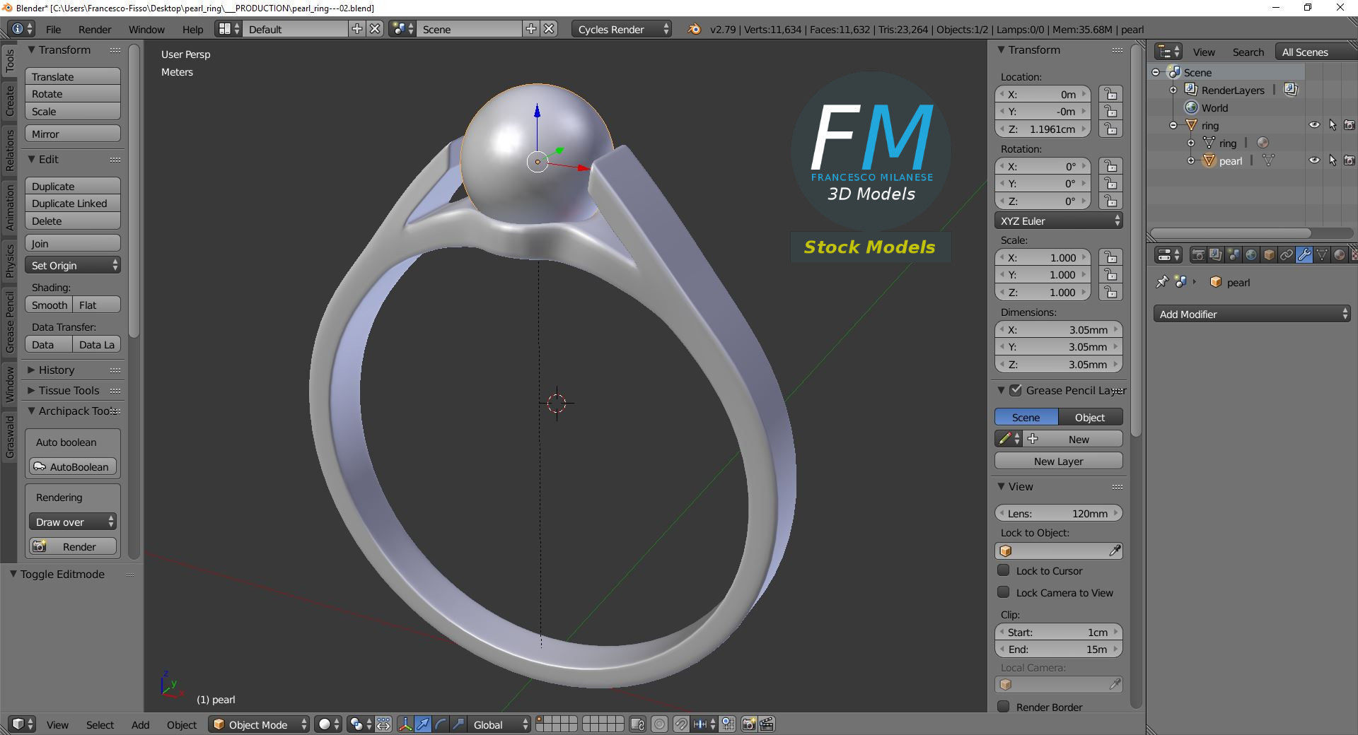 Pearl ring 3D model_9