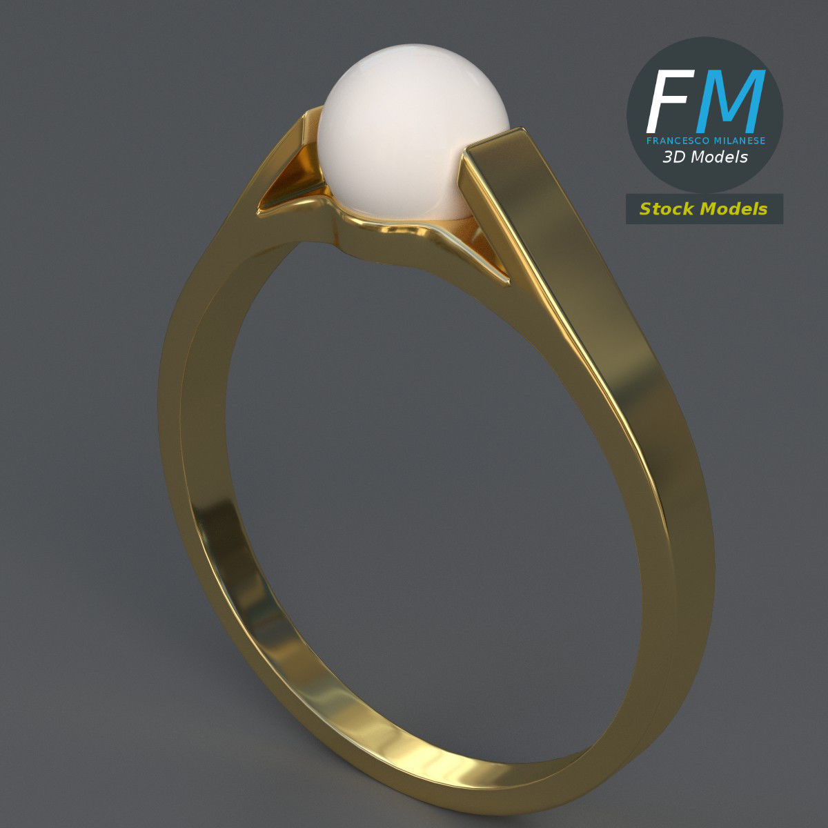 Pearl ring 3D model_2