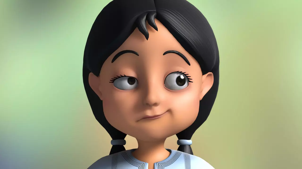 3D Cartoon Arab girl Rigged model 3D model_0