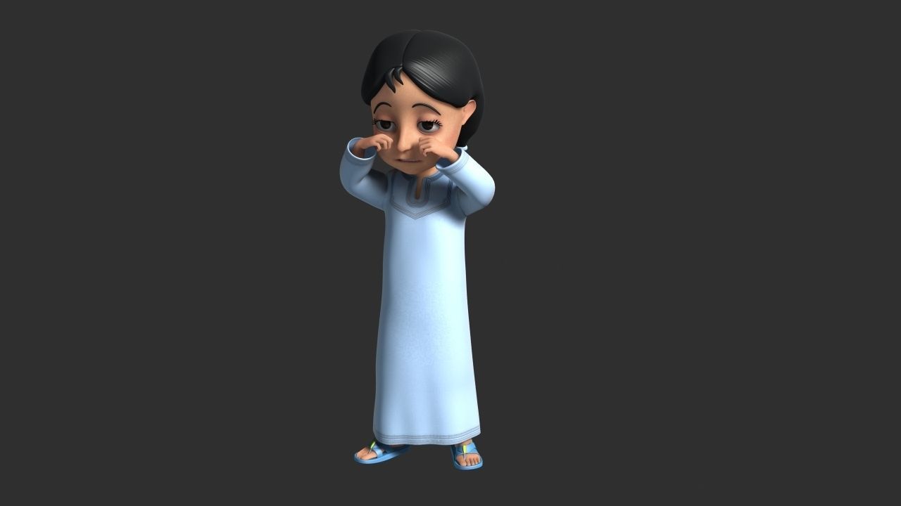 3D Cartoon Arab girl Rigged model 3D model_4