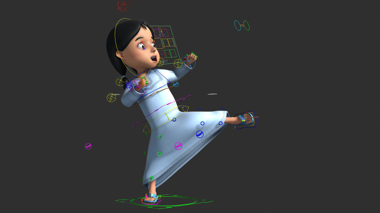 3D Cartoon Arab girl Rigged model 3D model_6
