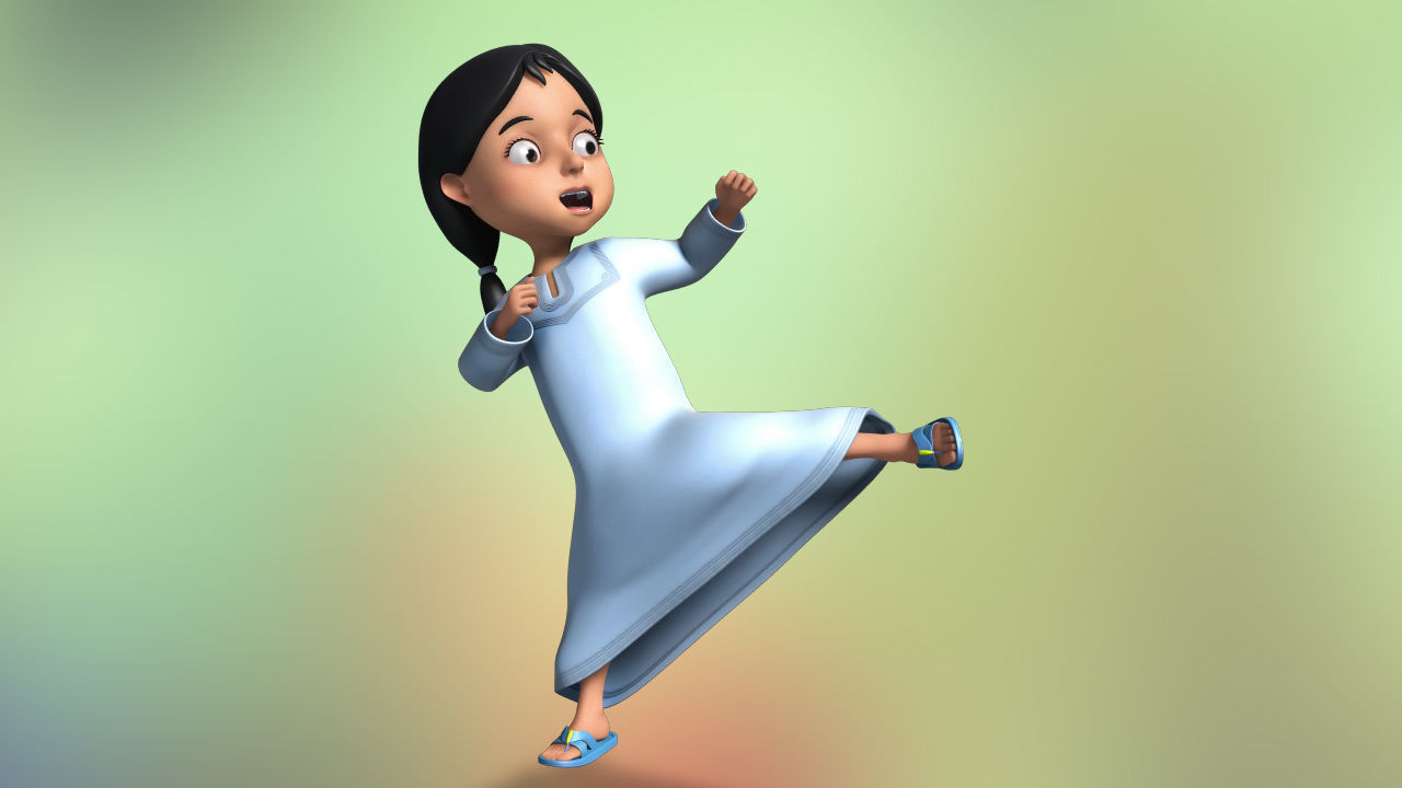 3D Cartoon Arab girl Rigged model 3D model_5