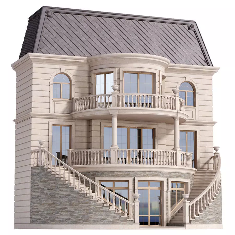 Classic facade of a private with decors 3D model | CGTrader
