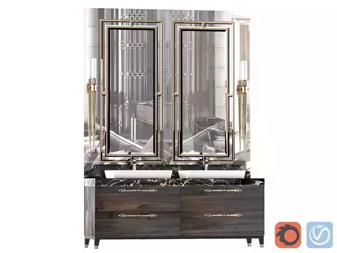 Furniture bathroom Cabinet with two sinks