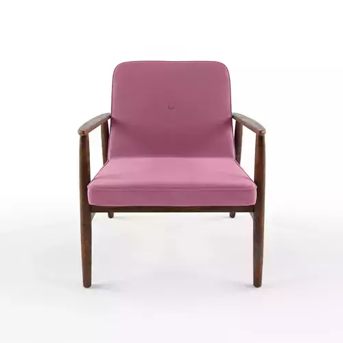 Vintage Armchair Form Mid Century Pink Velvet Upholstery
