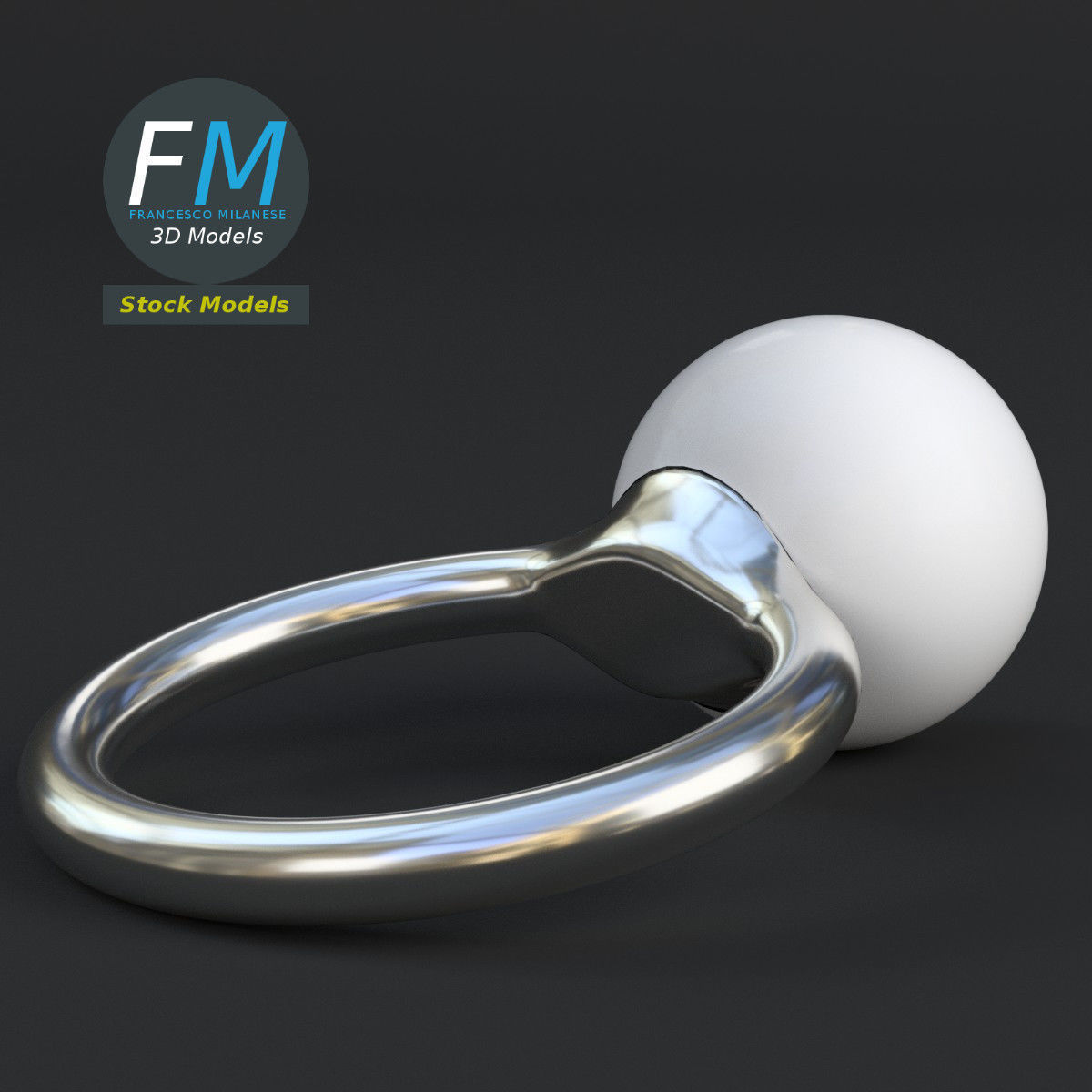 Big pearl ring 3D model_3
