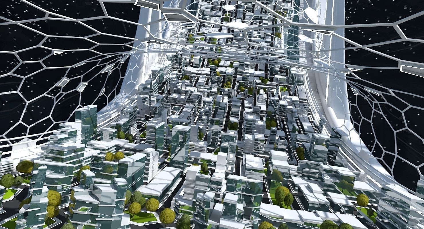 Futuristic Space Colony B 3D model_6