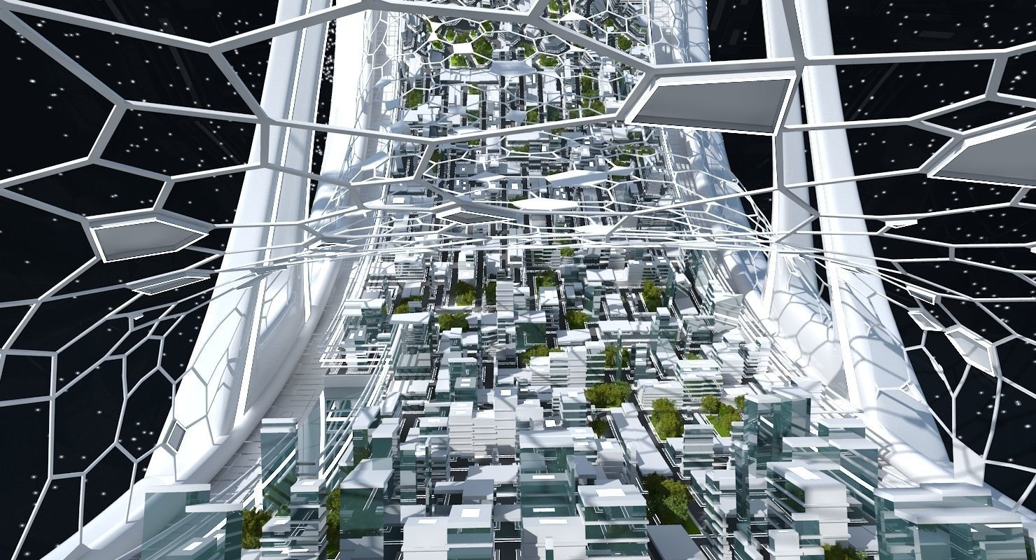 Futuristic Space Colony B 3D model_1