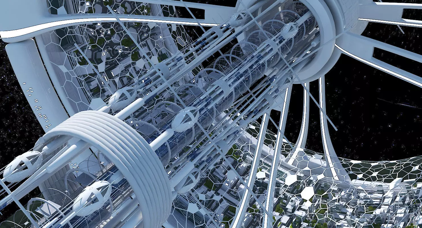 Futuristic Space Colony B 3D model_0