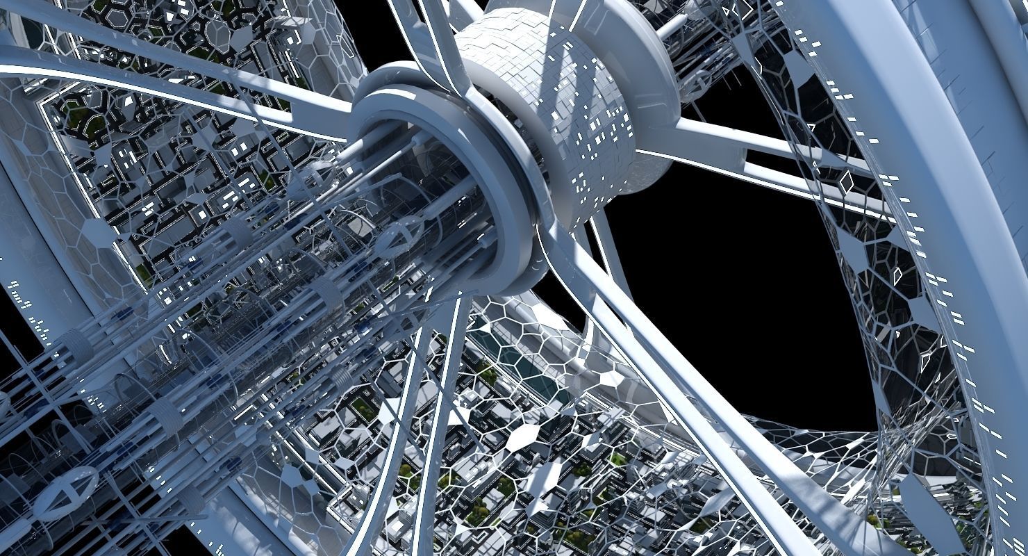 Futuristic Space Colony B 3D model_8