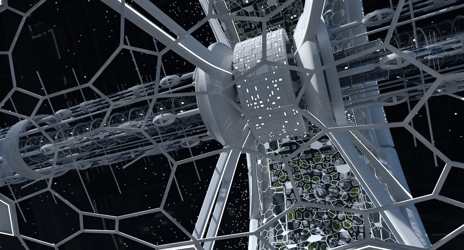 Futuristic Space Colony B 3D model_12