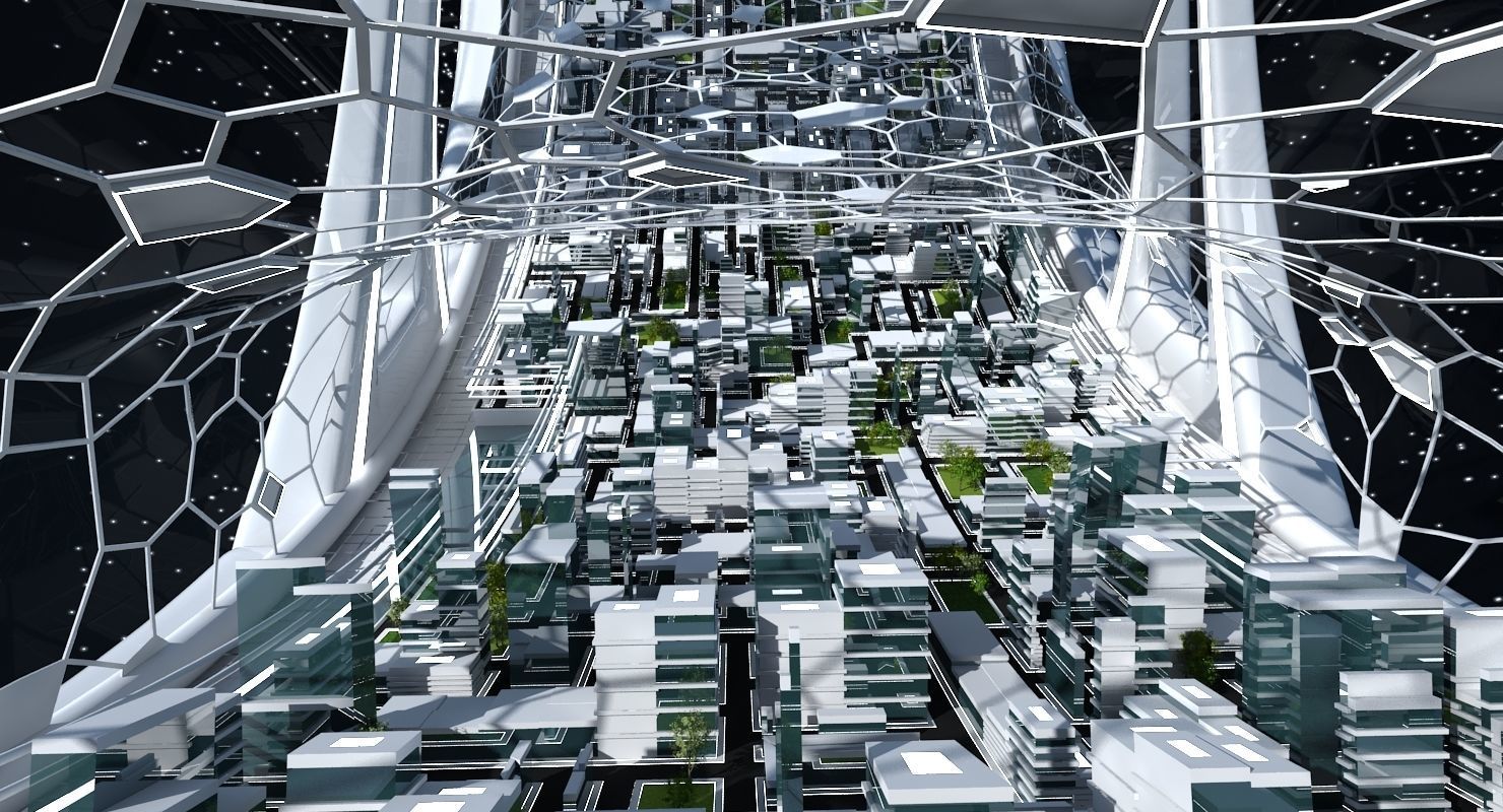 Futuristic Space Colony B 3D model_10