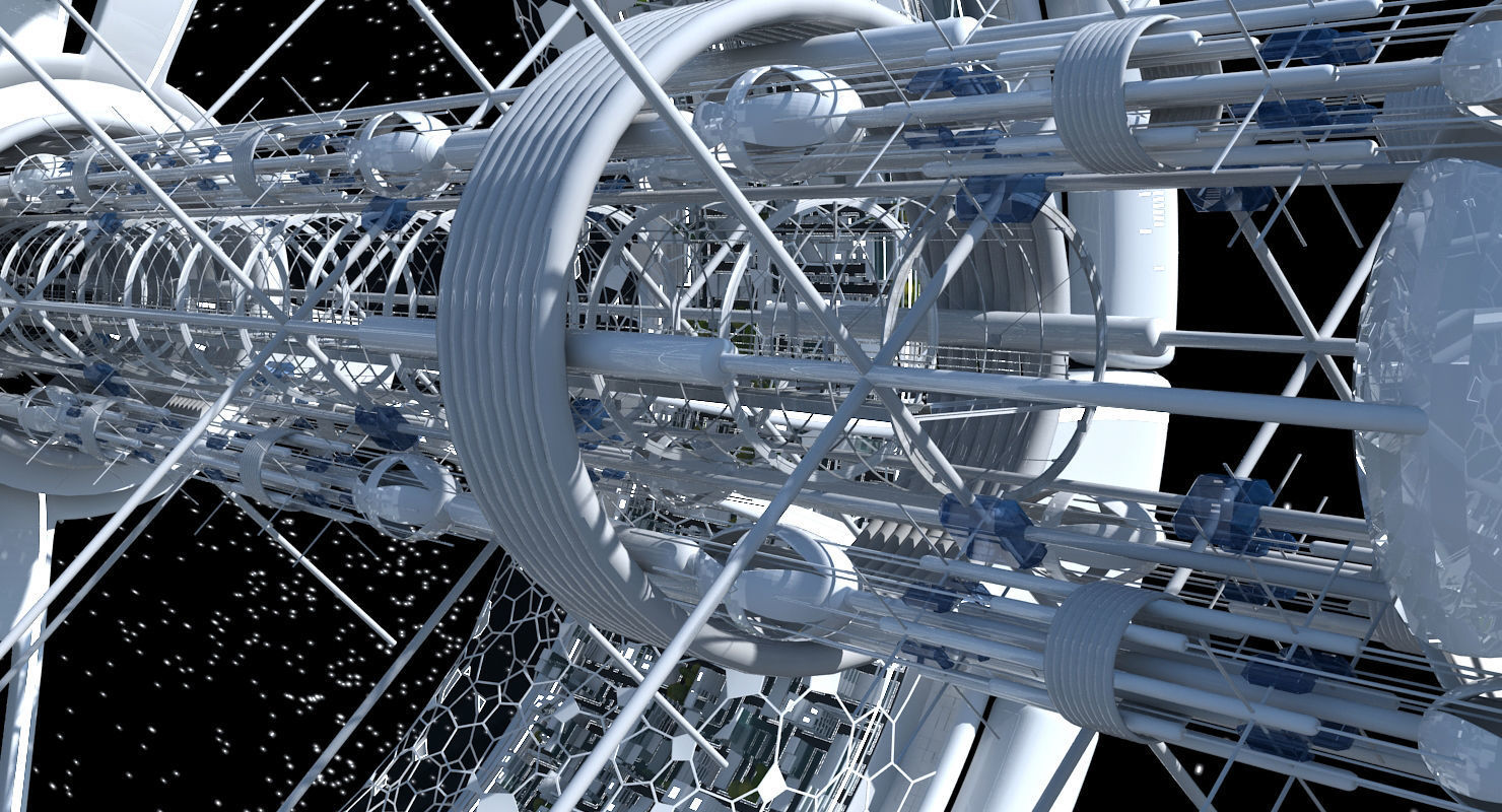 Futuristic Space Colony B 3D model_4