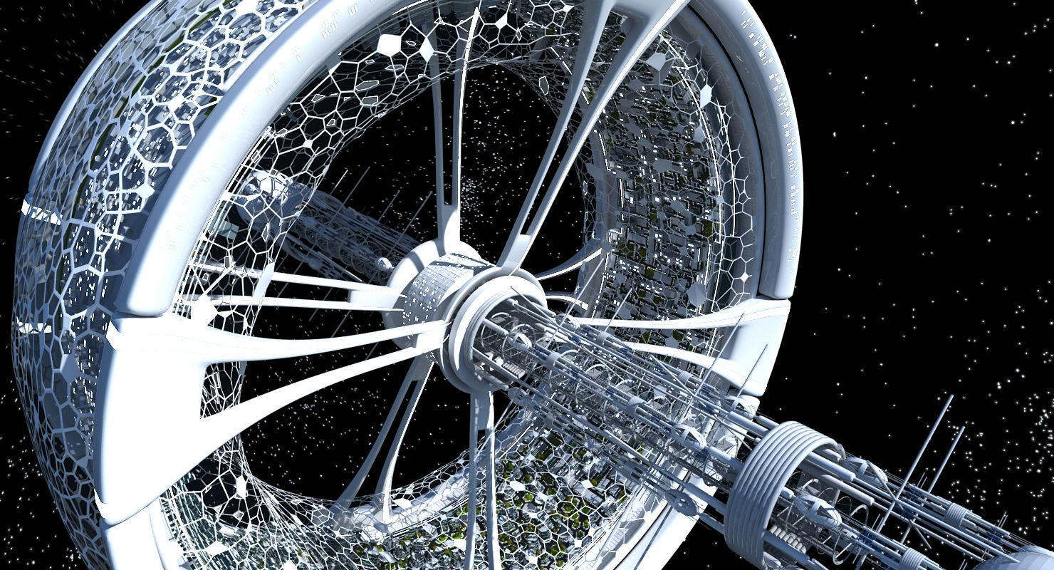 Futuristic Space Colony B 3D model_5