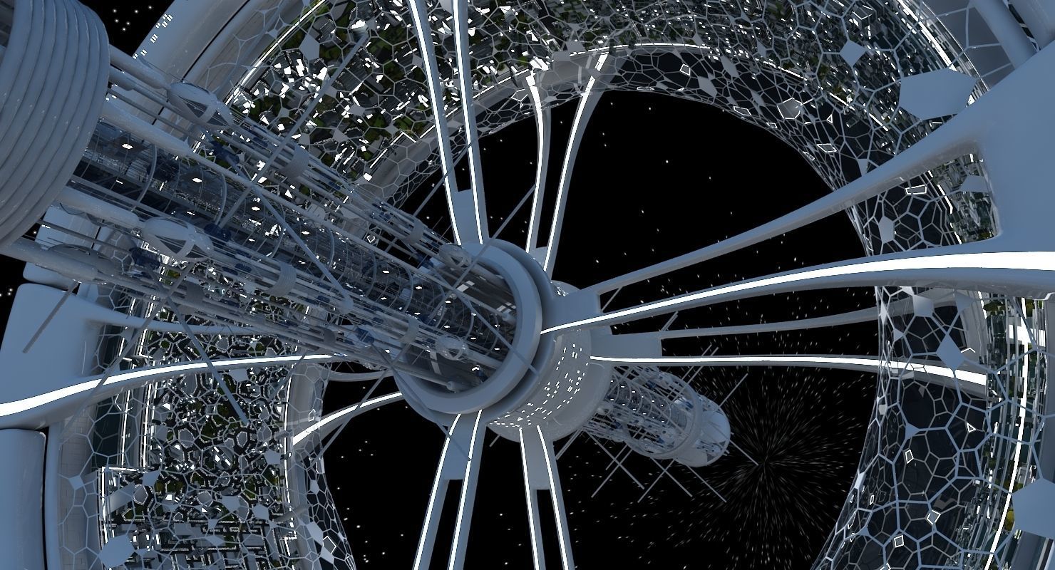 Futuristic Space Colony B 3D model_9