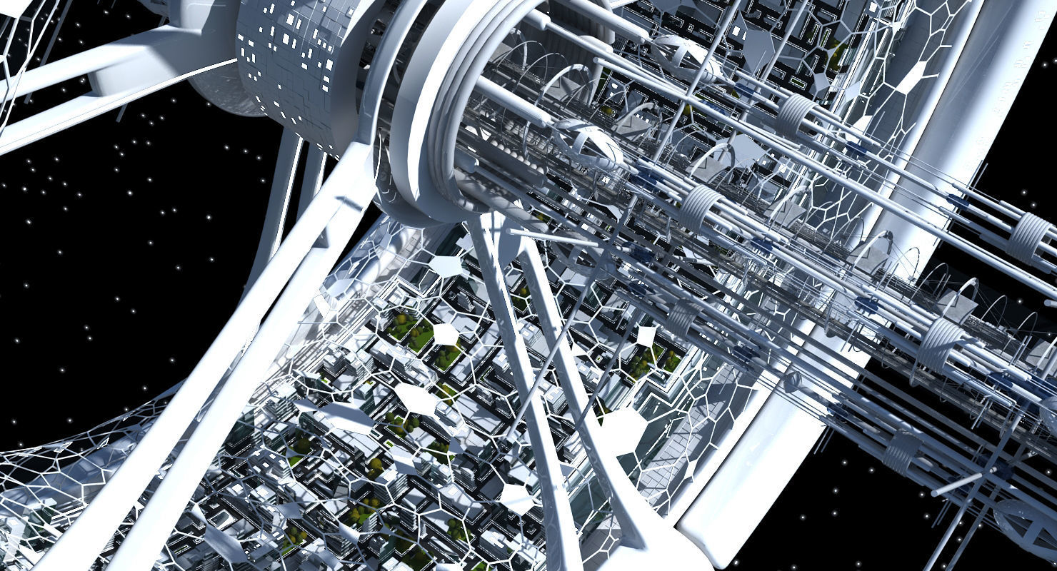 Futuristic Space Colony B 3D model_7
