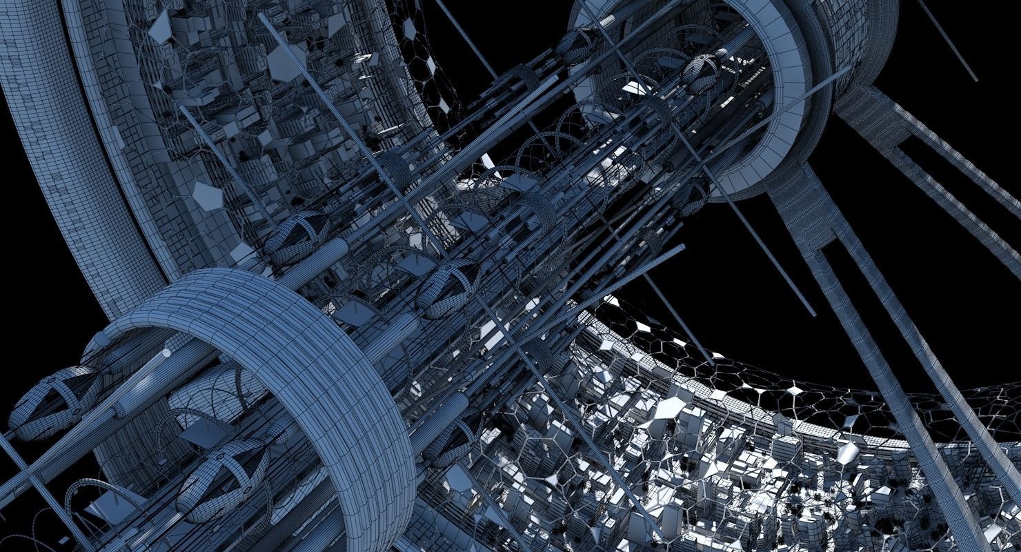 Futuristic Space Colony B 3D model_14