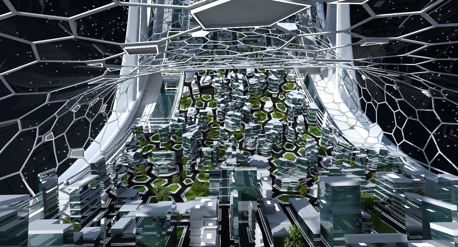 Futuristic Space Colony B 3D model_11