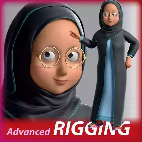 3D Arabic Woman Cartoon Characater
