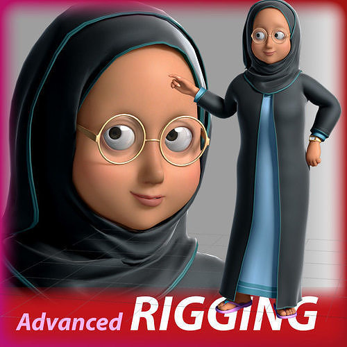 3D Arabic Woman Cartoon Characater 3D model