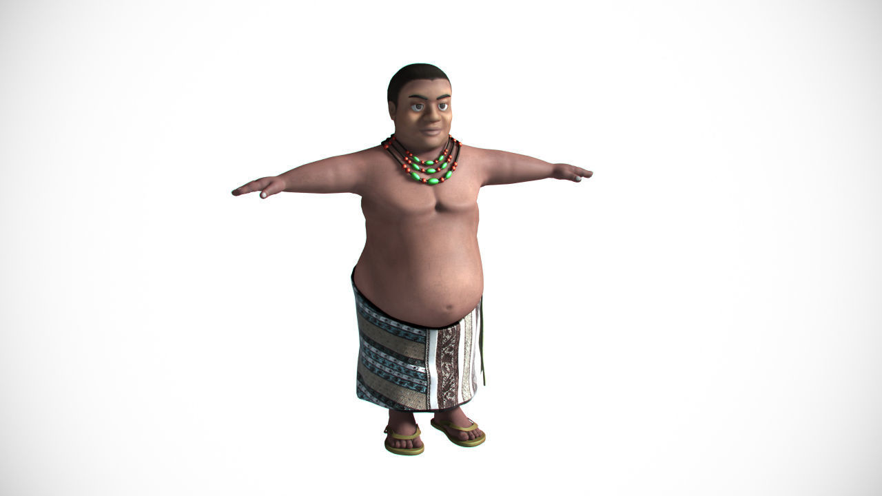 3D Fat african cartoon 3D model_3