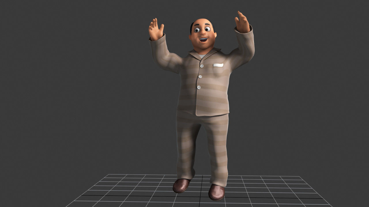 Cartoon bed man Character 3D model 3D model_4