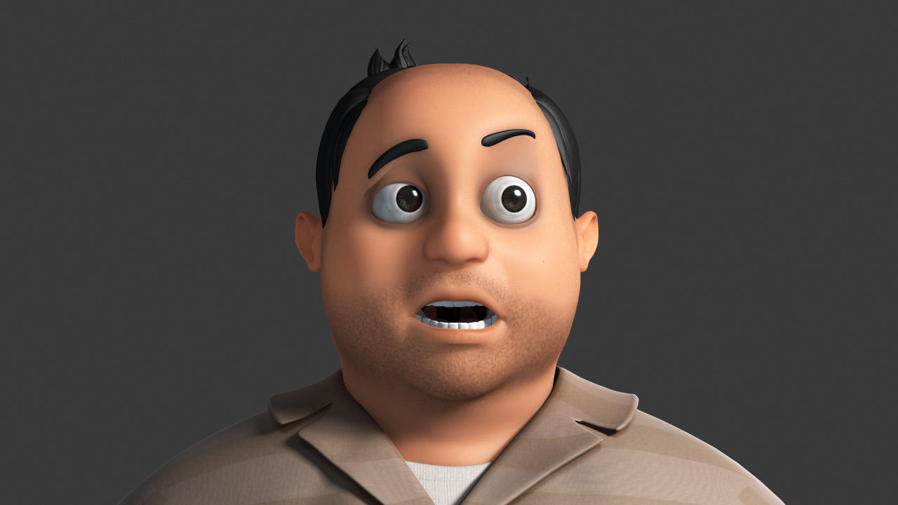 Cartoon bed man Character 3D model 3D model_1