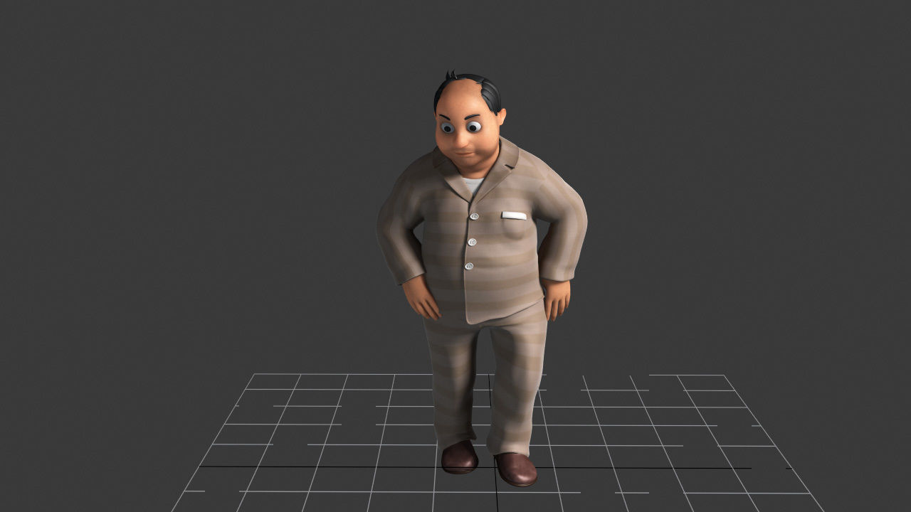 Cartoon bed man Character 3D model 3D model_3