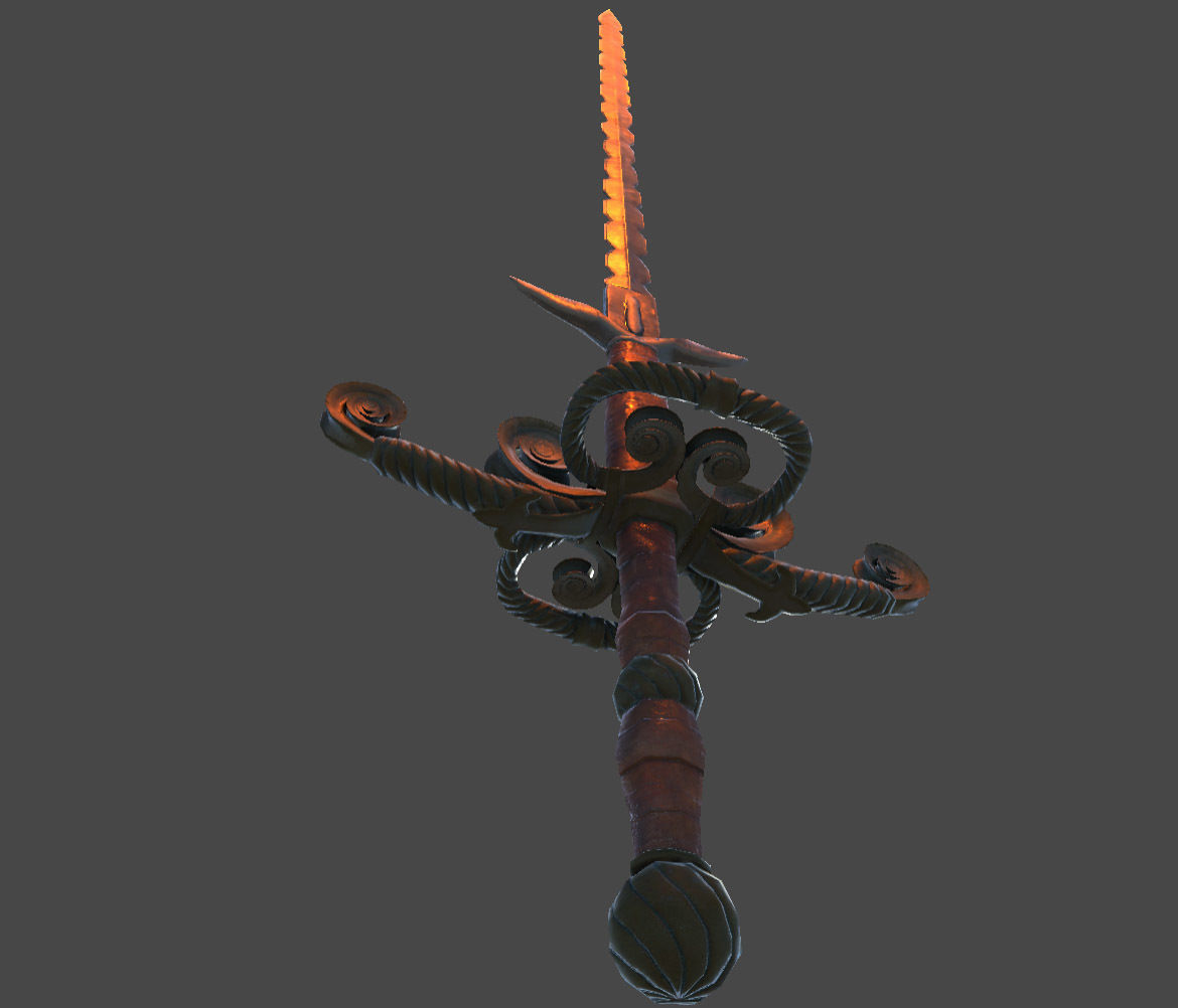 Two-handed sword Mir Low-poly 3D model_7