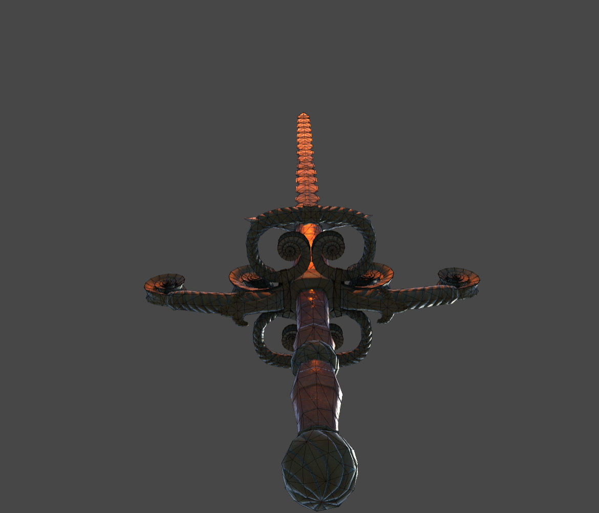 Two-handed sword Mir Low-poly 3D model_9