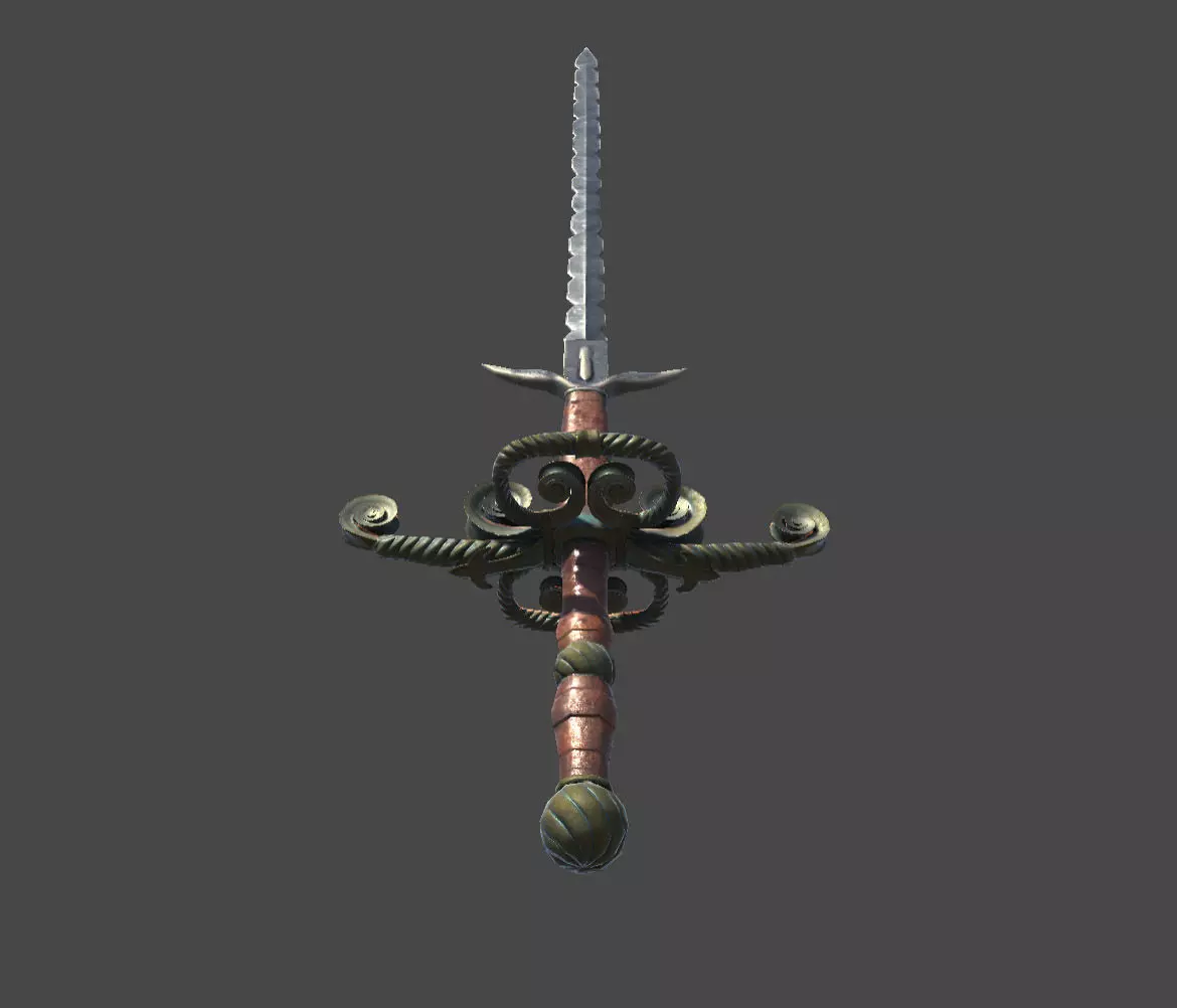 Two-handed sword Mir Low-poly 3D model_0