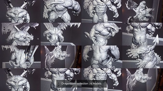 Dragonborn collection monster in poses 