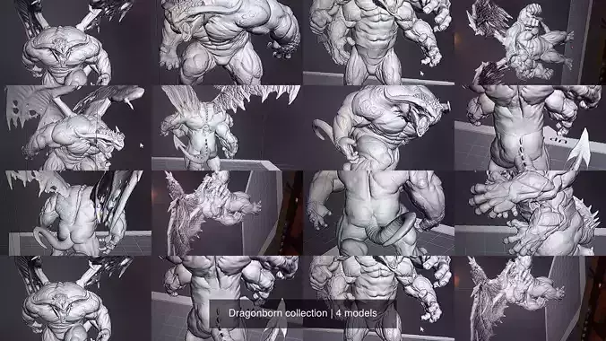 Dragonborn collection monster in poses 