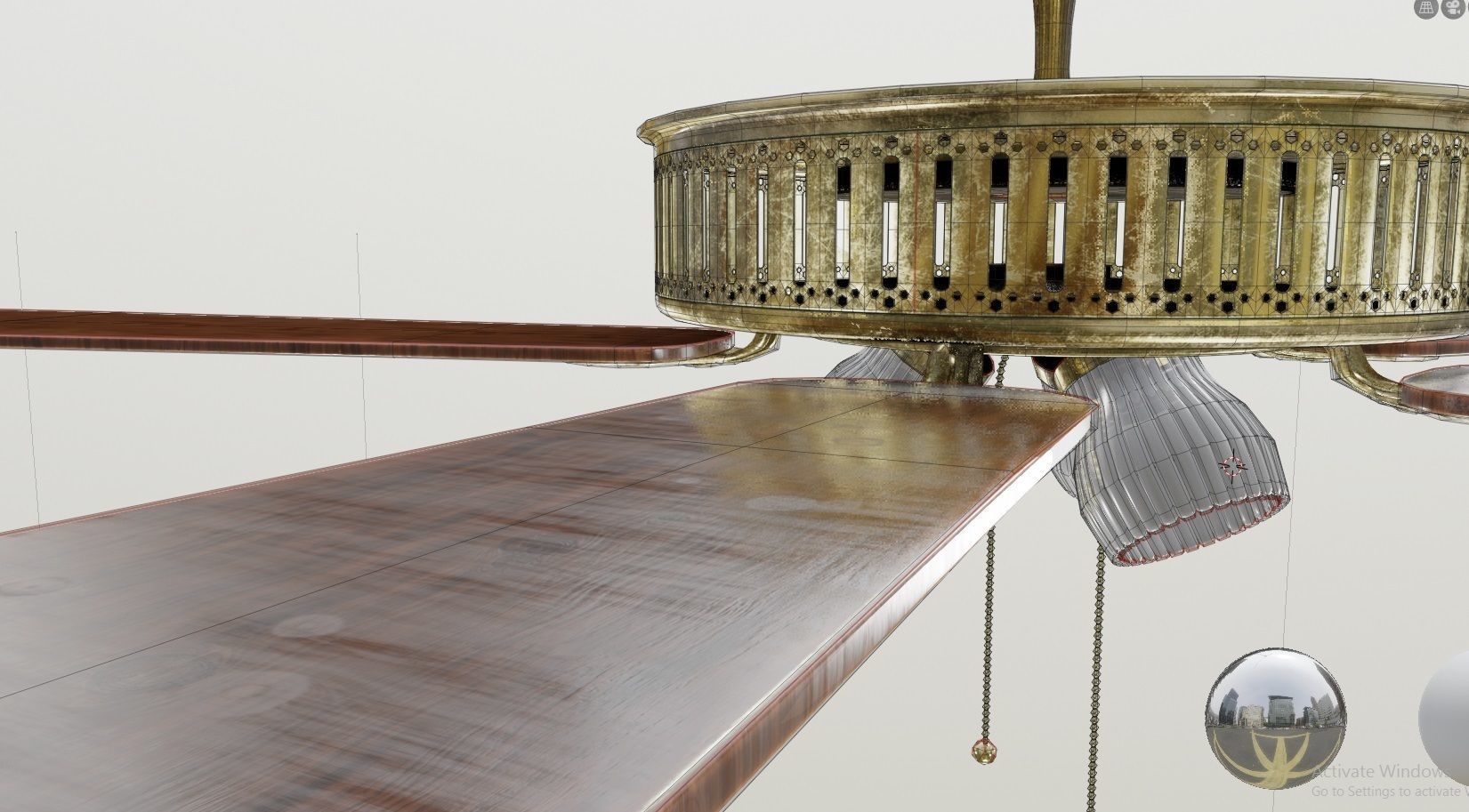 ceiling fan Low-poly 3D model_7