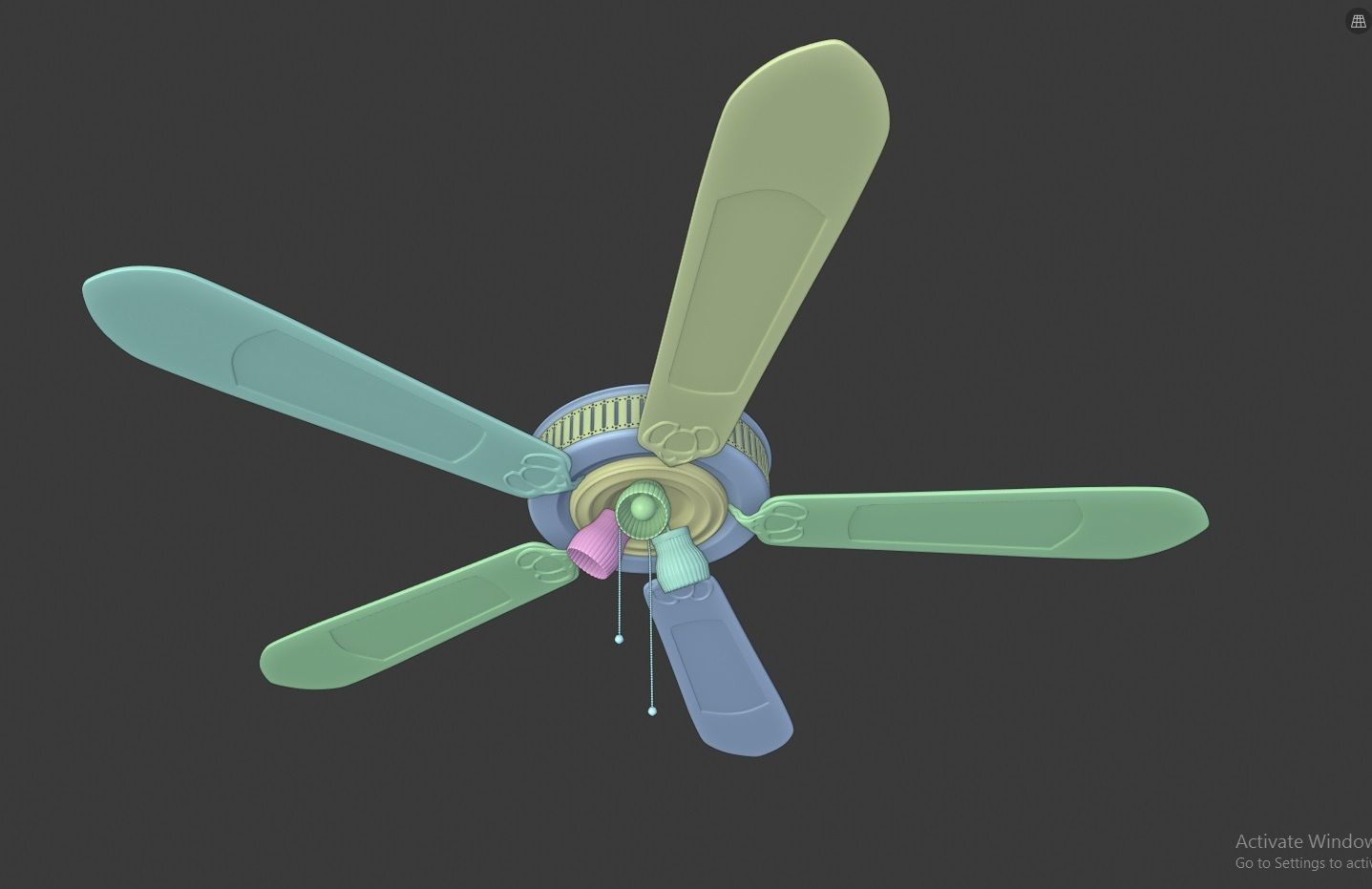 ceiling fan Low-poly 3D model_11