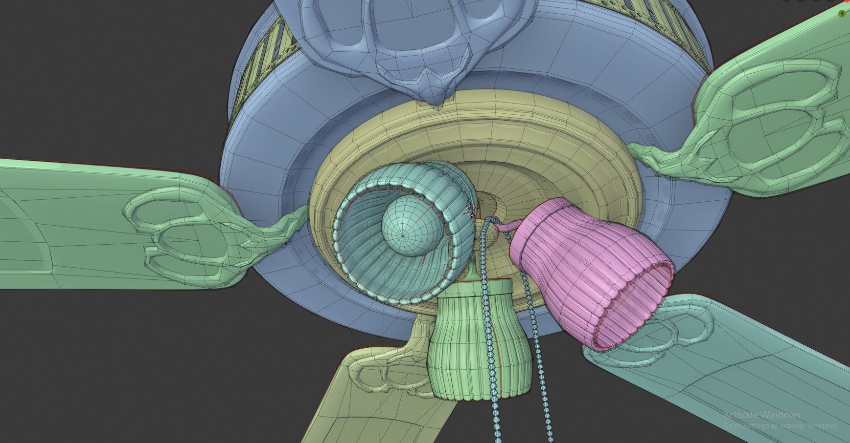 ceiling fan Low-poly 3D model_8