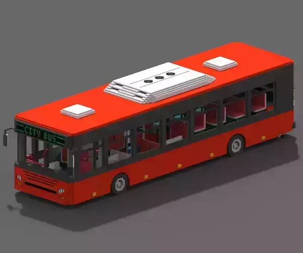 Voxel City Bus Low-poly 3D model