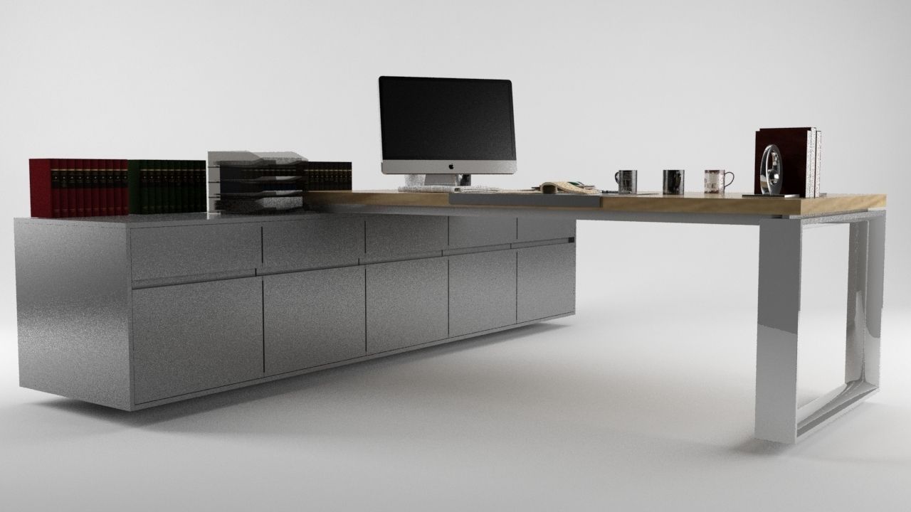 Office Desk High Quality Low-poly 3D model_2