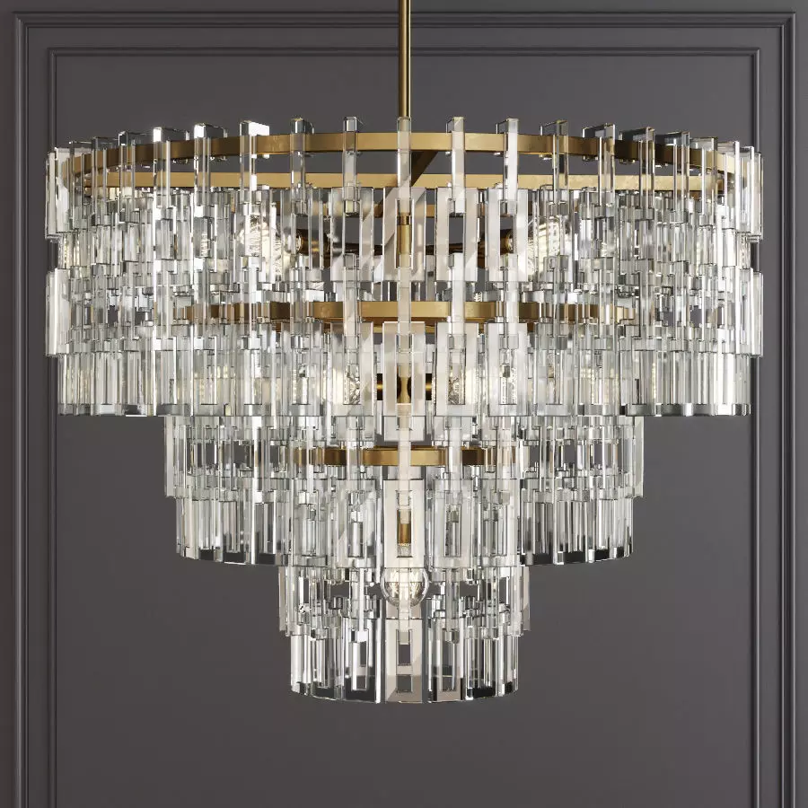 Restoration Hardware MARIGNAN ROUND CHANDELIER 36 Brass 3D model_0