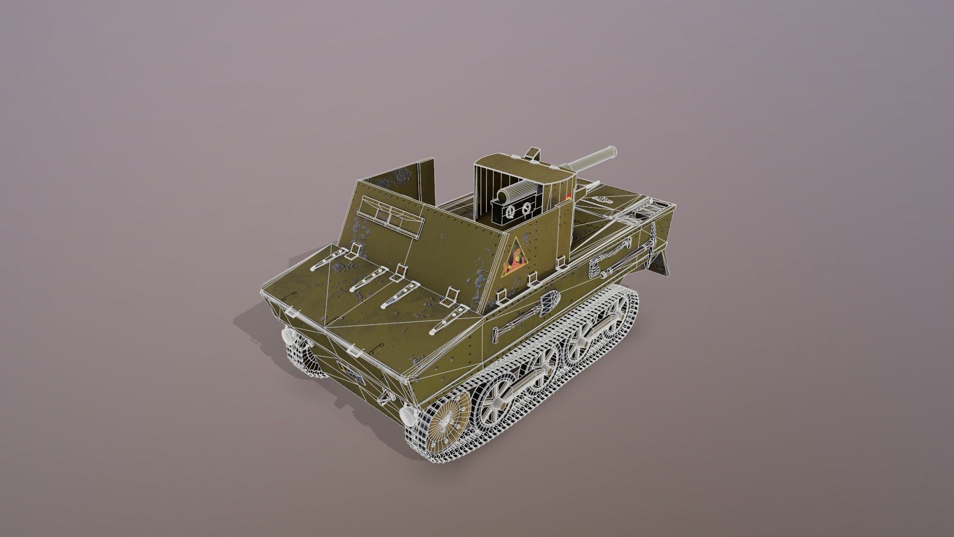 T13 Type 1 - WWII Tank Belgian Army Low-poly 3D model_5